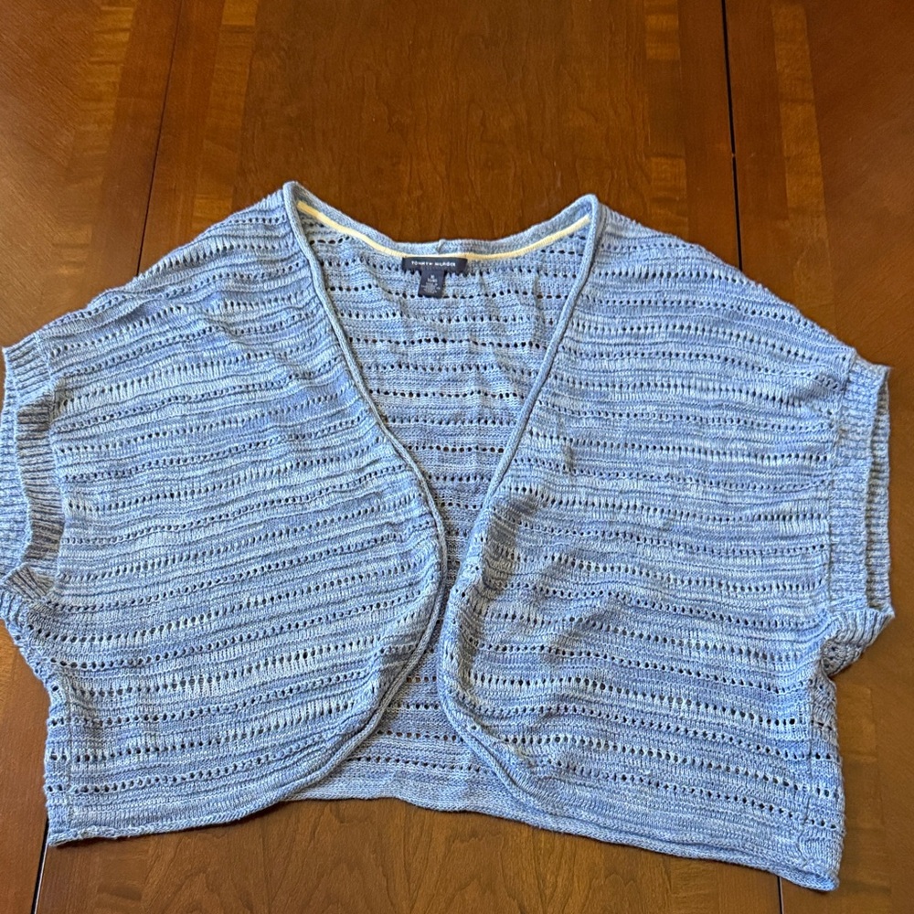 Tommy Hilfiger blue Open Knit Shrug cardigan sweater size XL